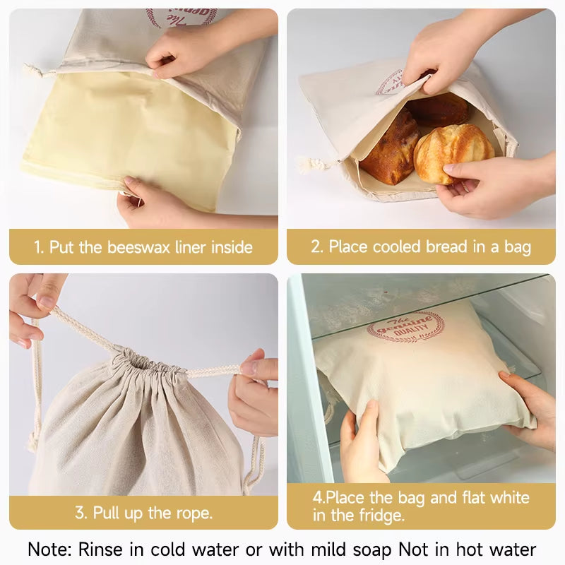 EcoDrop Reusable Linen & Beeswax Bread Bags