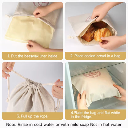 EcoDrop Reusable Linen & Beeswax Bread Bags