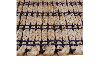 EcoDrop Handwoven Natural Jute Rug – Kochi 1129 in Natural Black (80x150cm)