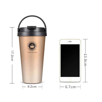 EcoDrop 500ml Insulated Travel Coffee Cup – Leak-Proof Stainless Steel Thermos Mug for Conscious Coffee Lovers