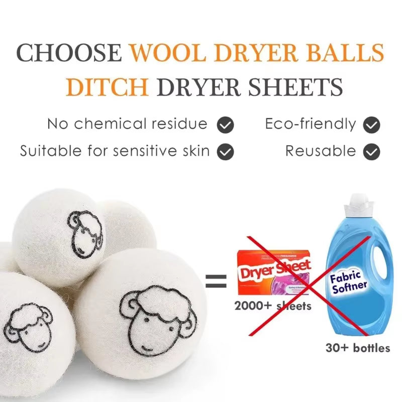 EcoDrop Eco-Friendly Wool Dryer Balls - Chemical-Free Natural Fabric Softener