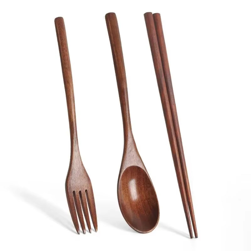 EcoDrop Wooden Cutlery Travel Set – Spoon, Fork & Chopsticks