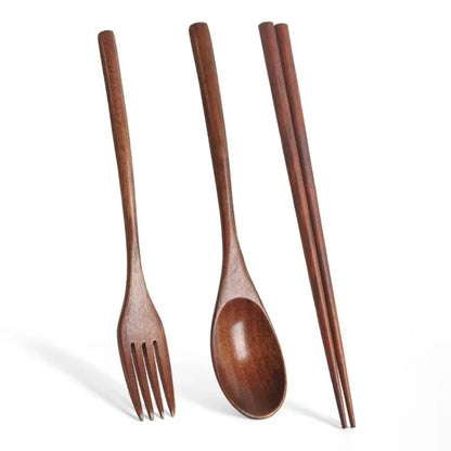 EcoDrop Wooden Cutlery Travel Set – Spoon, Fork & Chopsticks