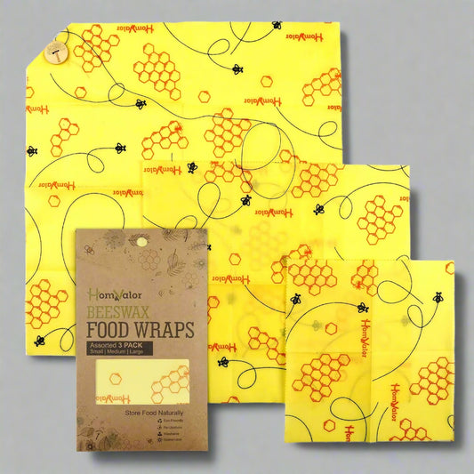 EcoDrop Reusable Beeswax Food Wraps –Organic & Eco-Friendly 3 Set