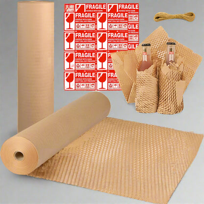 Honeycomb Packaging Paper 15''x 164' Paper Recyclable Moving Supplies Cushion Wrapping Paper for Packing Glass-0
