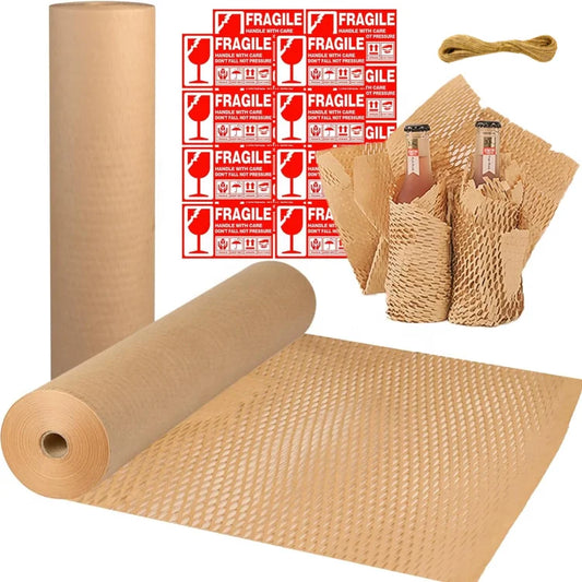 Honeycomb Packaging Paper 15''x 164' Paper Recyclable Moving Supplies Cushion Wrapping Paper for Packing Glass-0