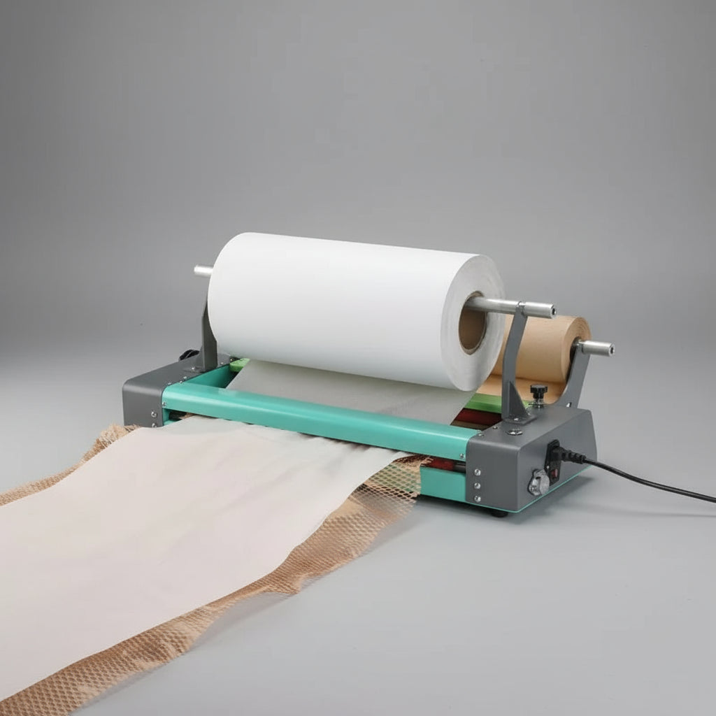 EcoDrop Automatic Electric Honeycomb Paper Dispenser – Kraft Wrapping Roll Cutter with Foot Switch