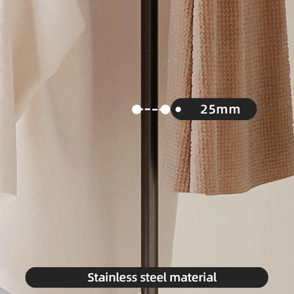 Stainless Steel & Wooden Base Freestanding Coat Rack Hall Tree Space-Saving Metal Clothes/Hat Stand & Clothing Organizer-4