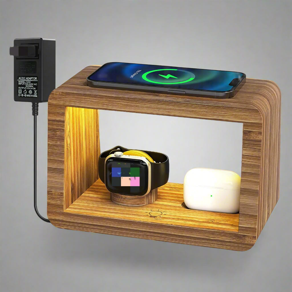 5  In1 Wireless Charger for iphone Chargers Fast Charging Night Lamp for Airpods for Watch 8 7 SE Top Selling Products 2024 Wood-0