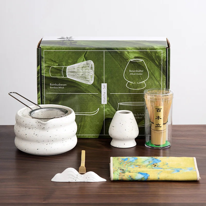 EcoDrop 7-Piece Japanese Matcha Tea Set – Ceramic Bowl & Bamboo Whisk Kit-12