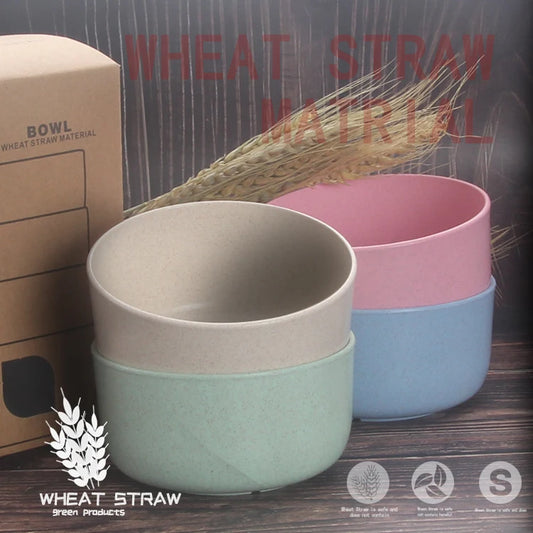EcoDrop Wheat Straw Bowls – Set of 4 Colorful, Biodegradable & Durable-1