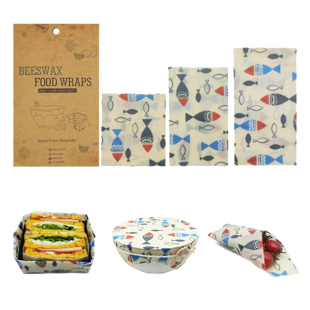 Reusable Beeswax Wraps Assorted Eco-Friendly Reusable Food Wraps Biodegradable Zero Waste Organic Sustainable-0