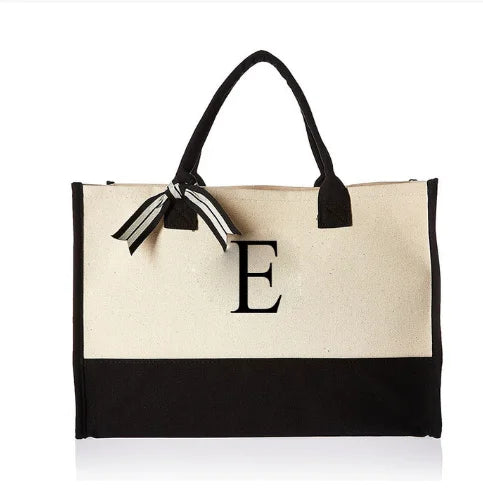 Hot Sale Eco Friendly Cotton Shopping Canvas Tote Bag with Letter Printed Logo Reusable Lady Handbag Tote Bag-26