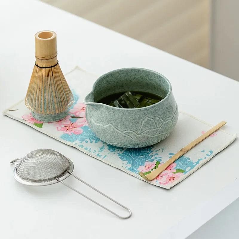 EcoDrop 7-Piece Japanese Matcha Tea Set – Ceramic Bowl & Bamboo Whisk Kit-3