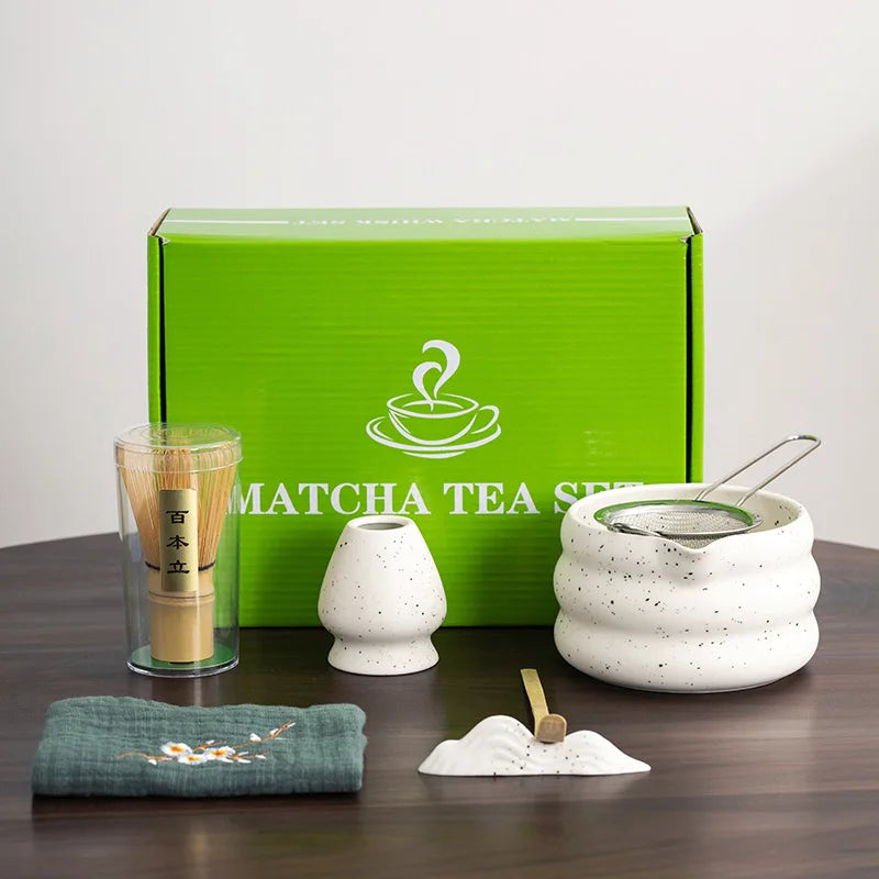 EcoDrop 7-Piece Japanese Matcha Tea Set – Ceramic Bowl & Bamboo Whisk Kit-16