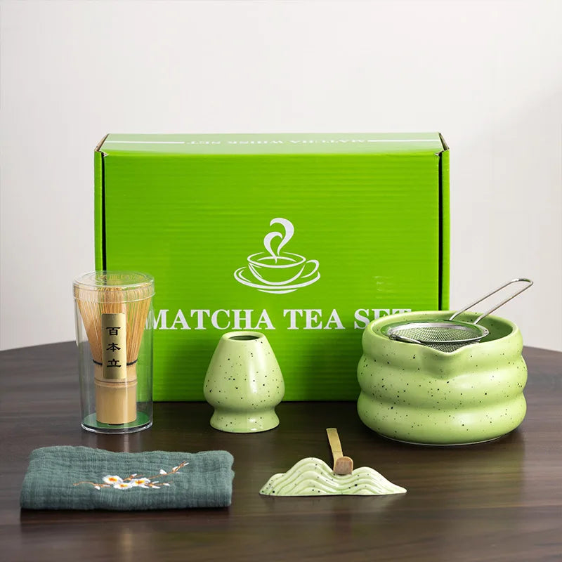 EcoDrop 7-Piece Japanese Matcha Tea Set – Ceramic Bowl & Bamboo Whisk Kit-14