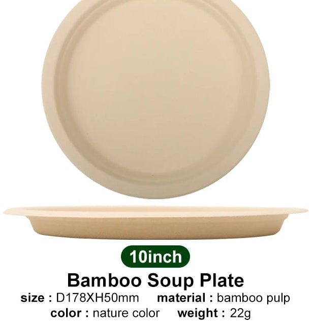 EcoDrop PFAS-Free Bamboo Pulp Plates – 10" Compostable Dinner Plates-5
