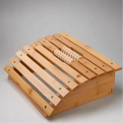 EcoDrop Bamboo Foot Rest with Massage Rollers – Ergonomic Foot Stool for Office & Home