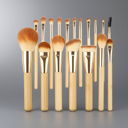 EcoDrop 18-Piece Gold Bamboo Makeup Brush Set-0