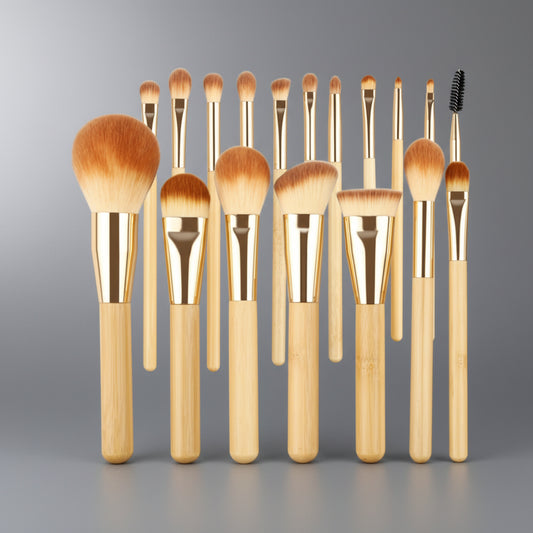 EcoDrop 18-Piece Gold Bamboo Makeup Brush Set-0