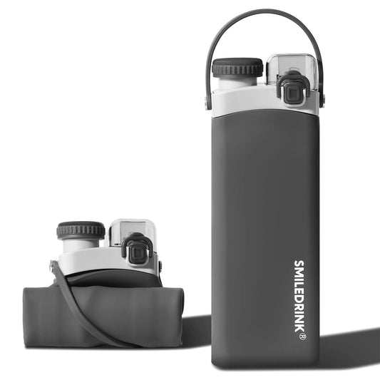 BPA Free 20 oz Foldable Reusable Sports Water Bottle and Fold up Gym Camping Silicone Sports Collapsible Water Bottle-7