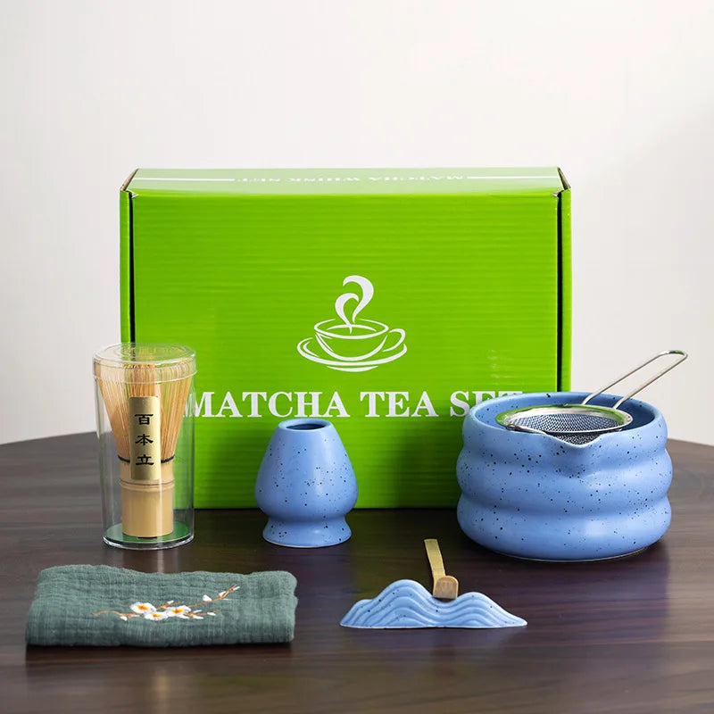 EcoDrop 7-Piece Japanese Matcha Tea Set – Ceramic Bowl & Bamboo Whisk Kit-6
