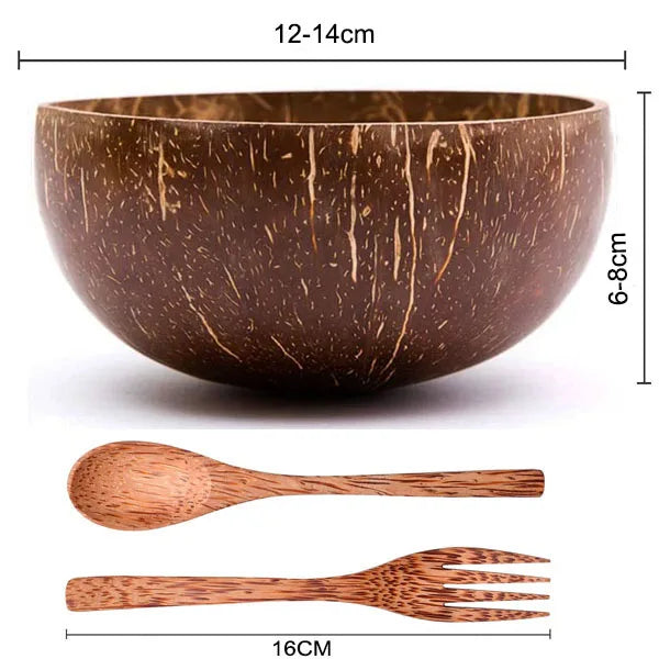 Unique Gift Natural Polished Shaped Handmade Reusable Breakfast Vegan Salad Smoothie Acai Coconut Bowl Set for Breakfast-0