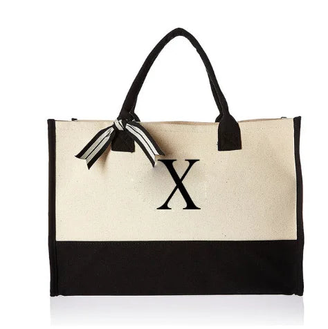 Hot Sale Eco Friendly Cotton Shopping Canvas Tote Bag with Letter Printed Logo Reusable Lady Handbag Tote Bag-8