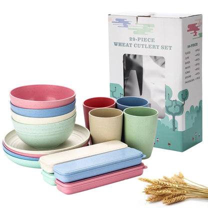 EcoDrop Wheat Straw Dinnerware Set – 4 Colors, 24-Piece Eco-Friendly Tableware-4