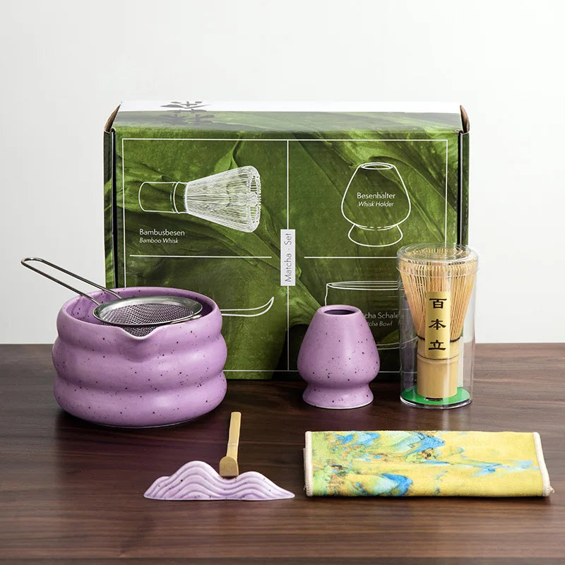 EcoDrop 7-Piece Japanese Matcha Tea Set – Ceramic Bowl & Bamboo Whisk Kit-11