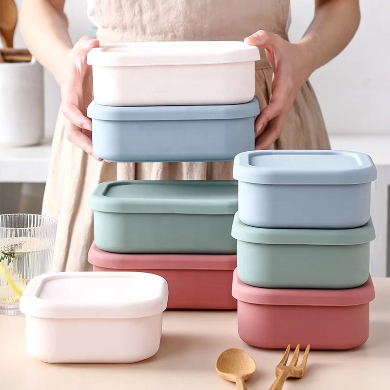 Special Offer Food Grade Silicone Food Box Leak Proof School Kid Portable Food Container Silicone Bento Lunch Box With Lid-1