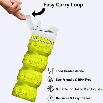 Collapsible Water Bottles Silicone Foldable Portable Travel Water Bottle Folding Lightweight Reusable Leakproof for Traveling-5