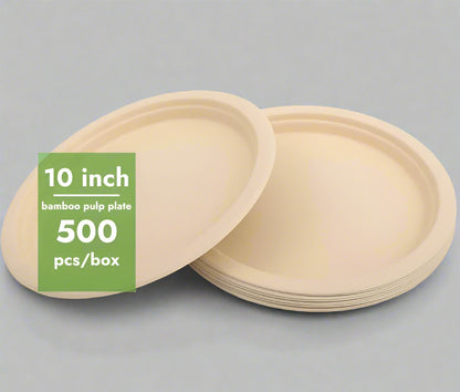 EcoDrop PFAS-Free Bamboo Pulp Plates – 10" Compostable Dinner Plates-0