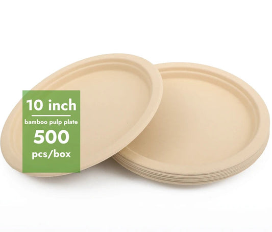 EcoDrop PFAS-Free Bamboo Pulp Plates – 10" Compostable Dinner Plates-0
