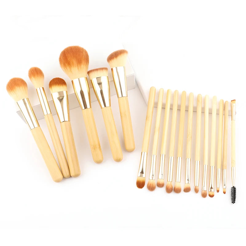 EcoDrop 18-Piece Gold Bamboo Makeup Brush Set-2
