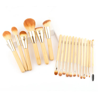 EcoDrop 18-Piece Gold Bamboo Makeup Brush Set-2