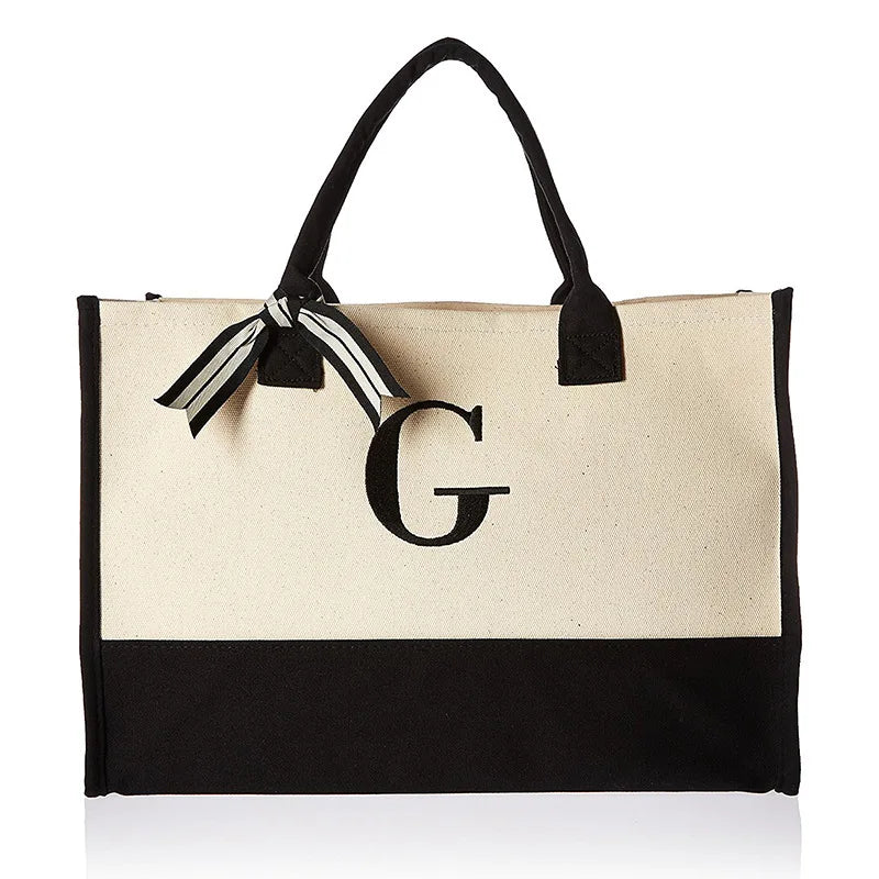 Hot Sale Eco Friendly Cotton Shopping Canvas Tote Bag with Letter Printed Logo Reusable Lady Handbag Tote Bag-1