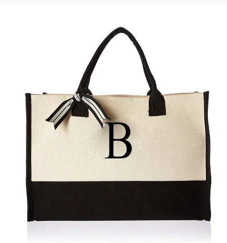 Hot Sale Eco Friendly Cotton Shopping Canvas Tote Bag with Letter Printed Logo Reusable Lady Handbag Tote Bag-13