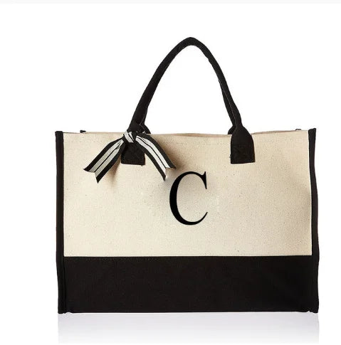 Hot Sale Eco Friendly Cotton Shopping Canvas Tote Bag with Letter Printed Logo Reusable Lady Handbag Tote Bag-16