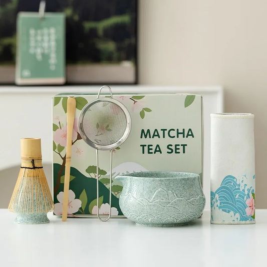 EcoDrop 7-Piece Japanese Matcha Tea Set – Ceramic Bowl & Bamboo Whisk Kit-0