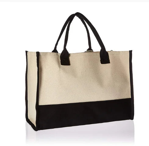 Hot Sale Eco Friendly Cotton Shopping Canvas Tote Bag with Letter Printed Logo Reusable Lady Handbag Tote Bag-12