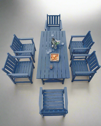 Free US Shipping Modern 6-Seater HDPE Outdoor Patio Furniture Set Garden Table Chairs for Courtyard Hospital Dining Beach Hotel-0