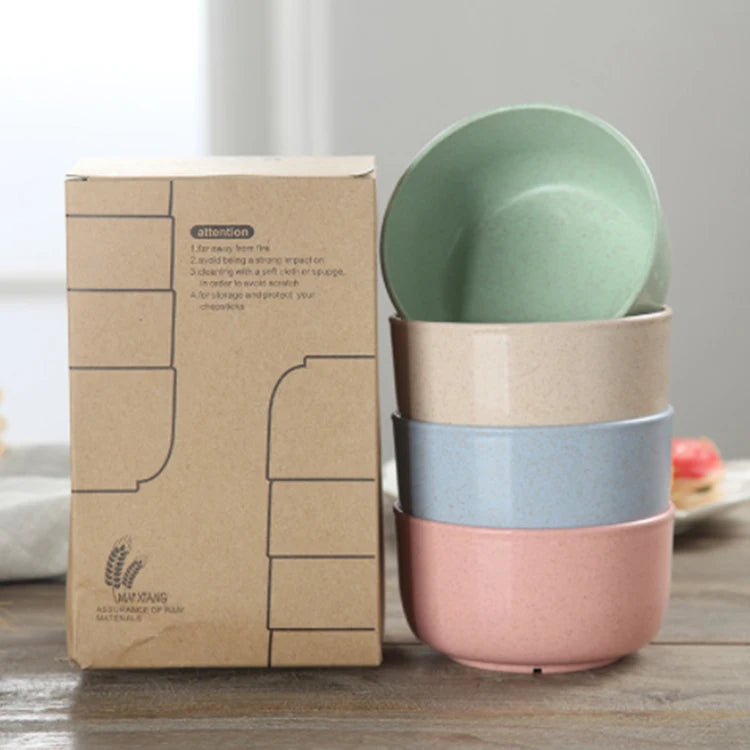 EcoDrop Wheat Straw Bowls – Set of 4 Colorful, Biodegradable & Durable-0
