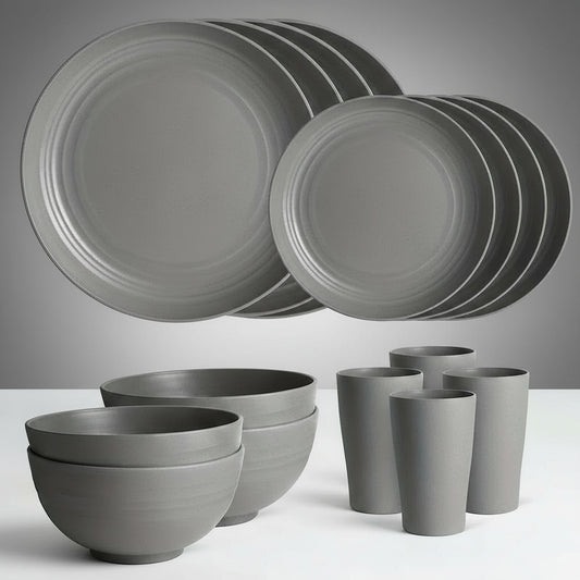 EcoDrop 16Pcs Wheat Straw Dinnerware Set