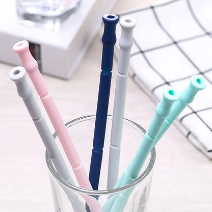 Folding  Collapsible Straw Reusable Silicone Drinking Straw With Case-4