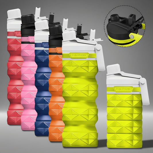 Collapsible Water Bottles Silicone Foldable Portable Travel Water Bottle Folding Lightweight Reusable Leakproof for Traveling-0