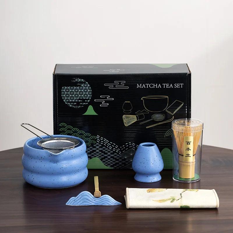 EcoDrop 7-Piece Japanese Matcha Tea Set – Ceramic Bowl & Bamboo Whisk Kit-5