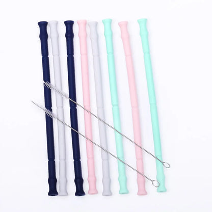 Folding  Collapsible Straw Reusable Silicone Drinking Straw With Case-2