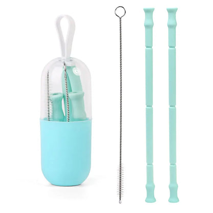 Folding  Collapsible Straw Reusable Silicone Drinking Straw With Case-9