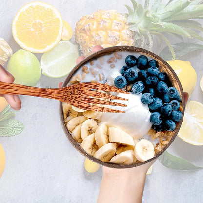 Unique Gift Natural Polished Shaped Handmade Reusable Breakfast Vegan Salad Smoothie Acai Coconut Bowl Set for Breakfast-3